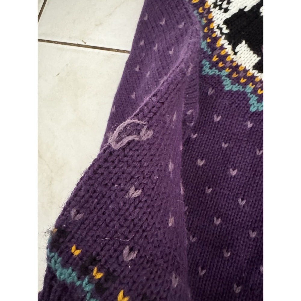 Vintage 90s Northern Isles Womens L Purple Scottie Dog Apple Fair Isle Sweater - Picture 4 of 16